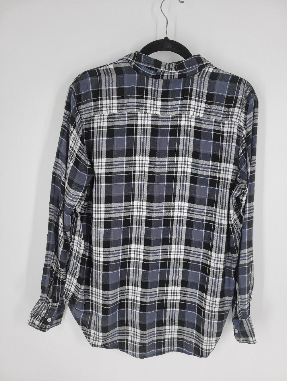 Frank & Eileen Women's  Navy Plaid Button-Front Shirt Relaxed Fit Size S - Picture 5 of 6